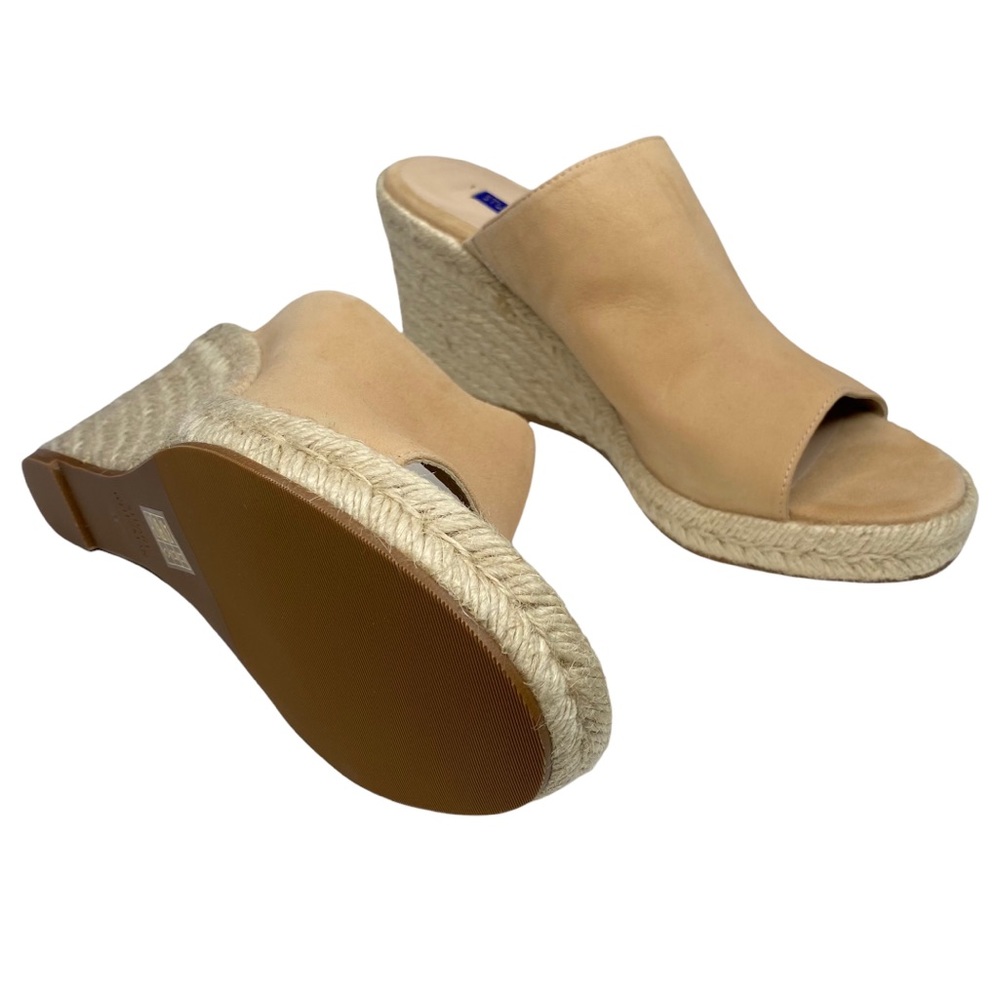 new Stuart Weitzman ❃ Platform Suede Espadrille Wedge Sandal ❃ Adobe Champagne - Picture 12 of 16